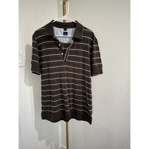 HUGO BOSS Mens Brown Stretch Jersey Performance Button Shirt X Large